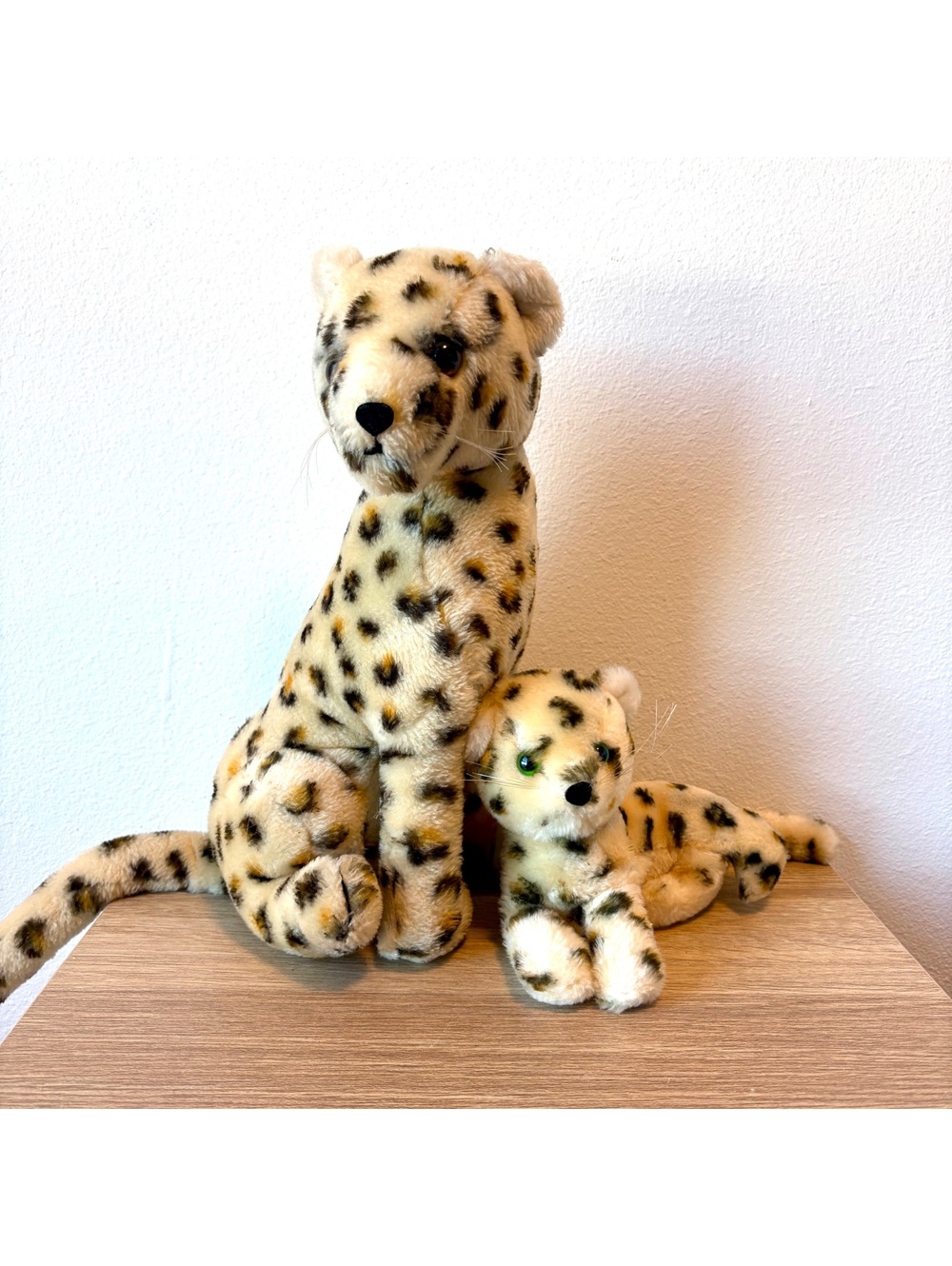 Vintage 1976 R. Dakin Leopard Plush Pair Cheetah Stuffed Animals Made in Korea